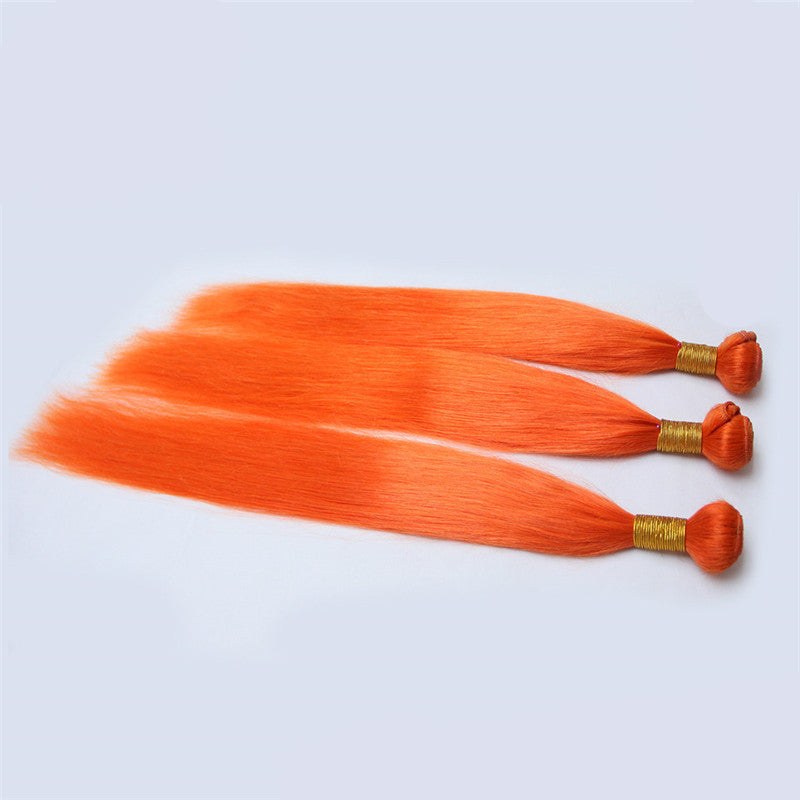 Color Human Hair Curtain Orange Hair Curtain- 100% human hair