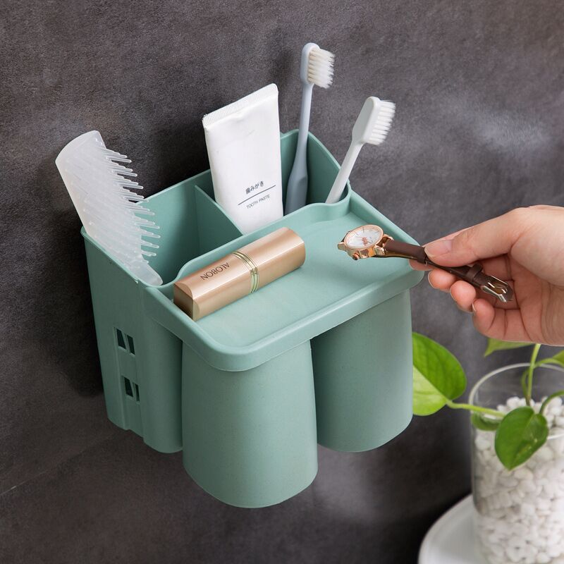 Wall-mounted toothbrush holder