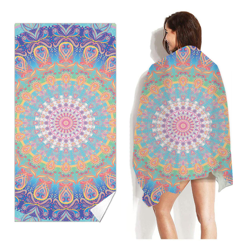 Quick-drying Double-sided Velvet Beach Towel Adult Bath Towel Portable Beach Travel Sports Swimming Non-stick Sand