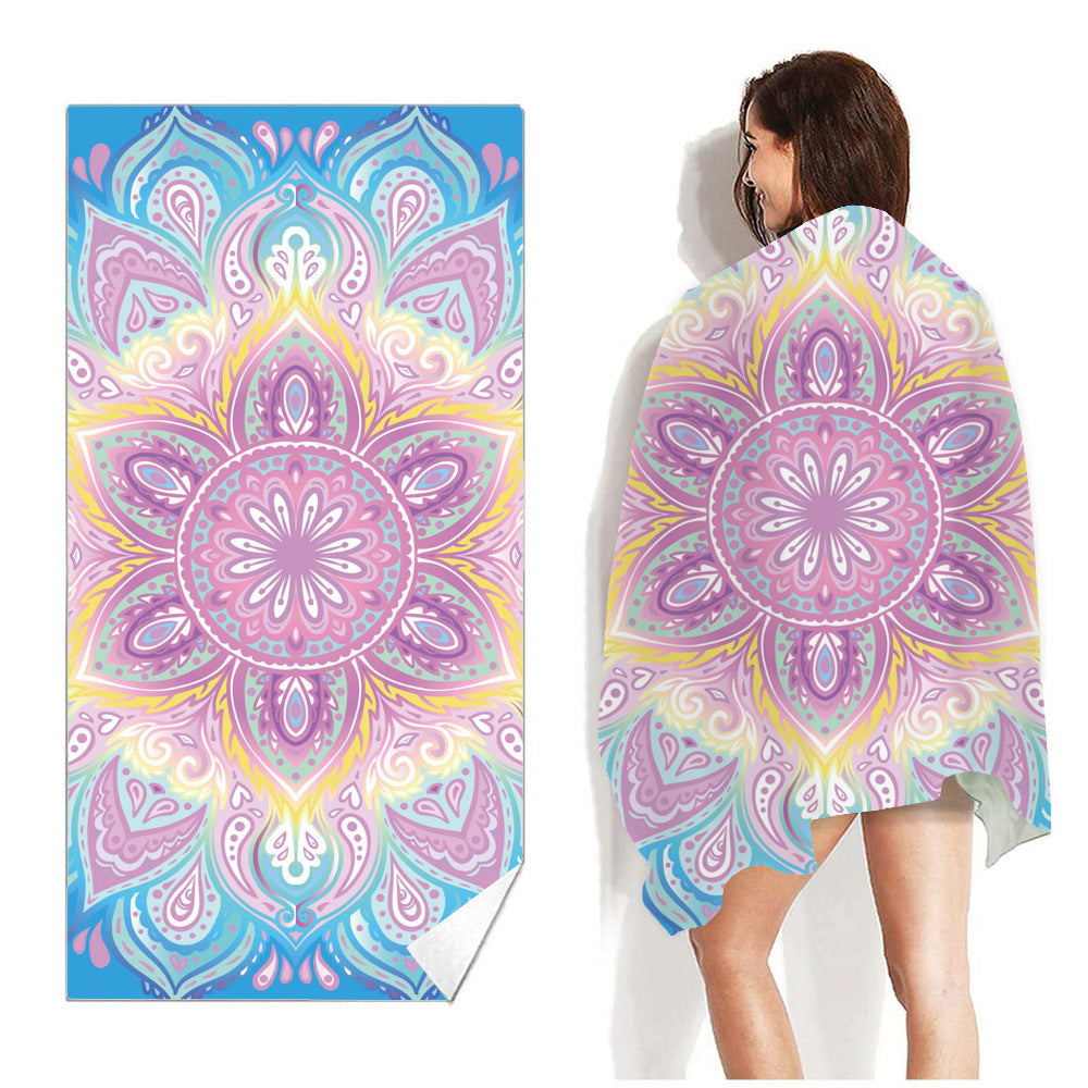 Quick-drying Double-sided Velvet Beach Towel Adult Bath Towel Portable Beach Travel Sports Swimming Non-stick Sand