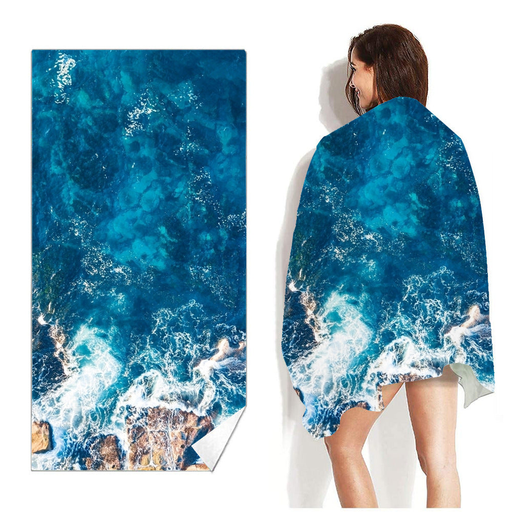 Quick-drying Double-sided Velvet Beach Towel Adult Bath Towel Portable Beach Travel Sports Swimming Non-stick Sand