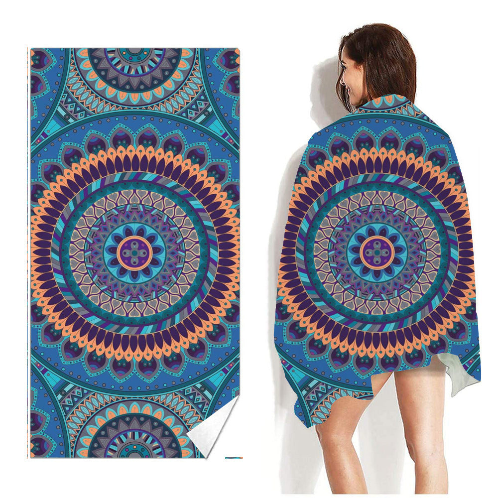 Quick-drying Double-sided Velvet Beach Towel Adult Bath Towel Portable Beach Travel Sports Swimming Non-stick Sand