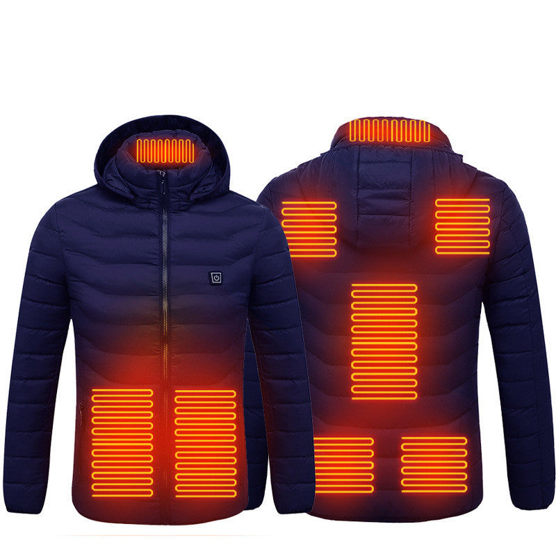 Men Heated Puffer Jacket Electric Heating Coat Insulated Hood Windbreaker Heat Zones