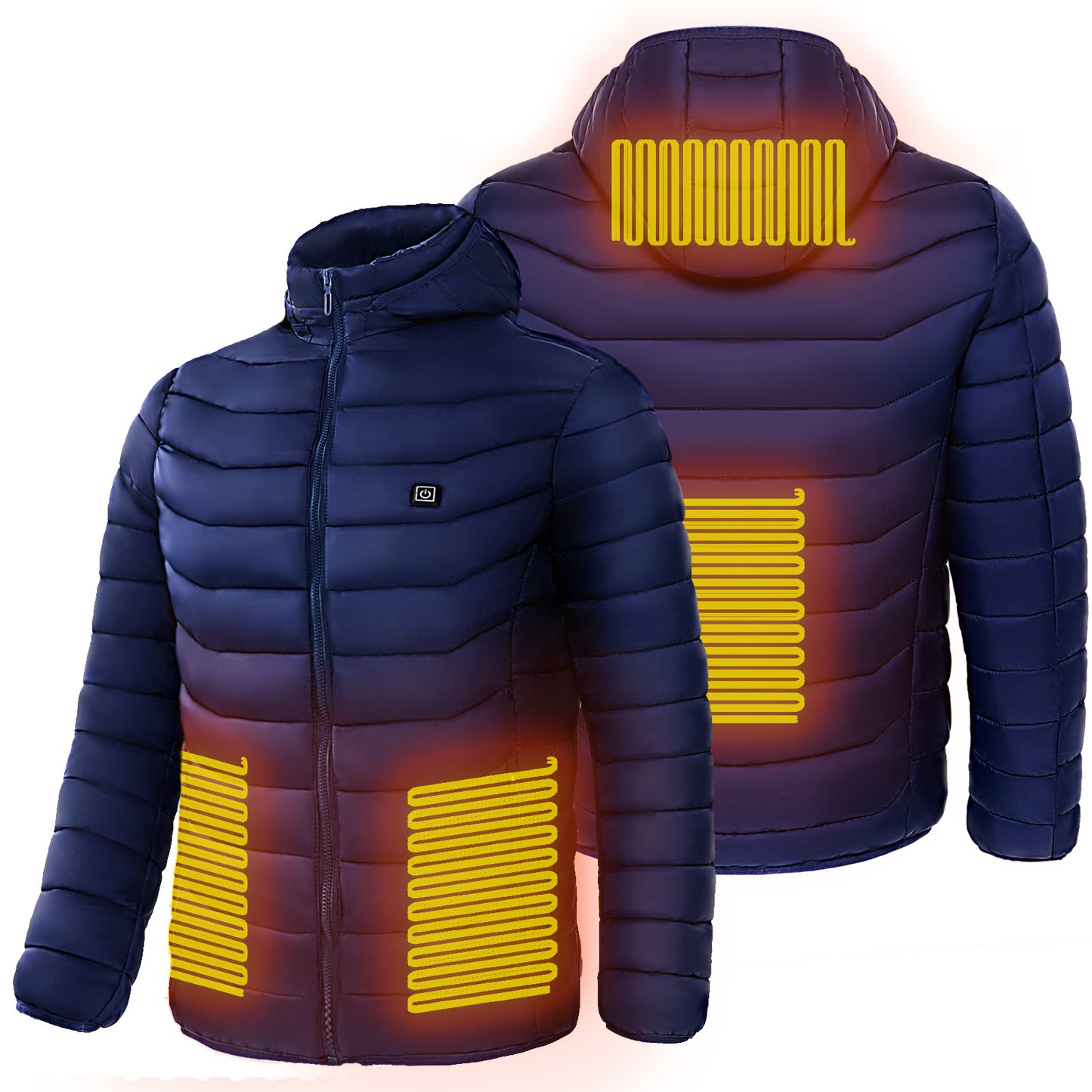 Men Heated Puffer Jacket Electric Heating Coat Insulated Hood Windbreaker Heat Zones