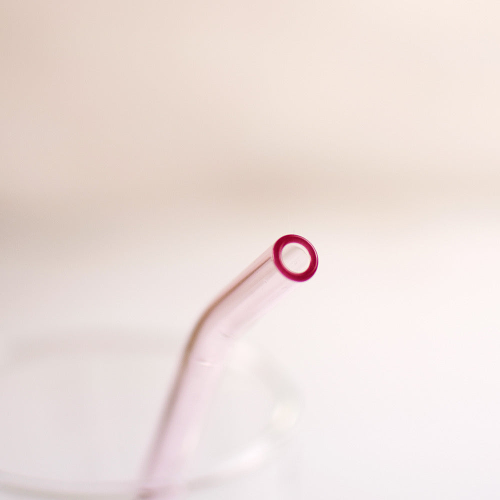 Colored High Borosilicate Environmentally Friendly Heat-resistant Curved Glass Straws