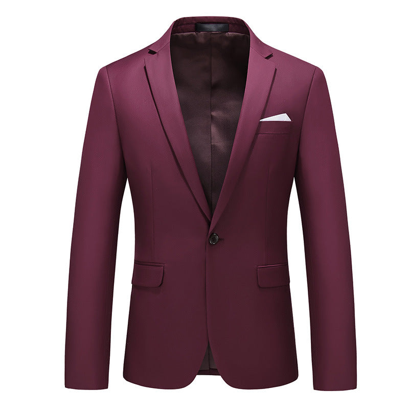 Navy Slim Fit Casual Business Jacket---Men's Korean-style Slim-fit Business Suit Jacket