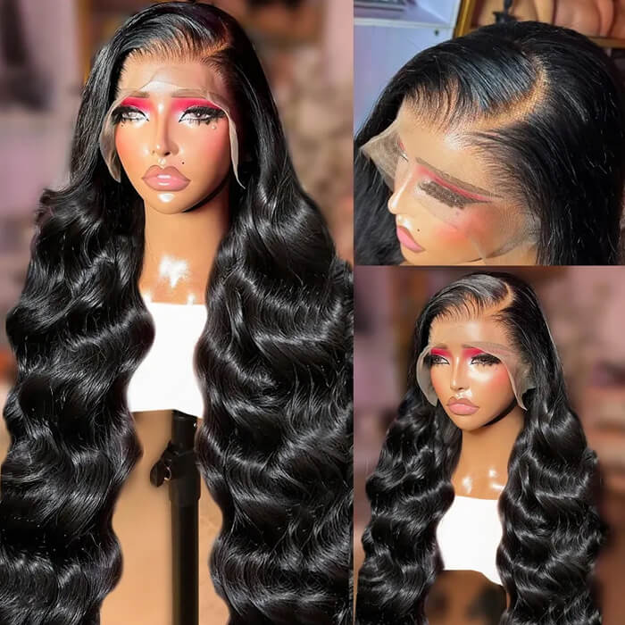 13x4 Lace Front Human Hair Wigs Natural Color Body Wave Density 8-16 inches