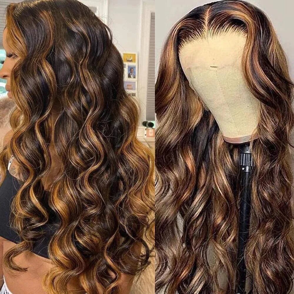 13x4 Lace Frontal Human Hair Wig P4 27 Body Wave Density- No Tangle, No Shedding, Cuticle Aligned