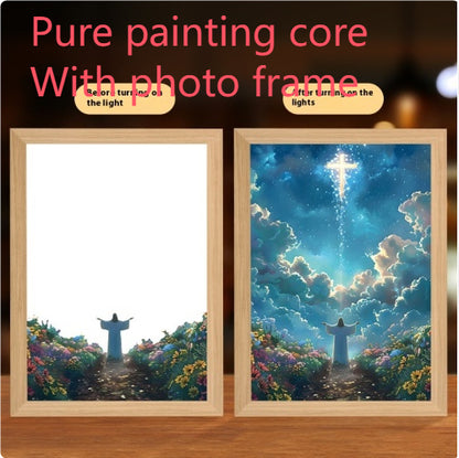 Jesus LED Light Painting Home Decoration Light Painting Photo Frame LED Night Light Room Decor Christmas Gifts Moon Lamp