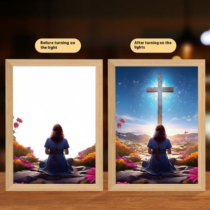 Jesus LED Light Painting Home Decoration Light Painting Photo Frame LED Night Light Room Decor Christmas Gifts Moon Lamp