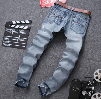 MCCKLE Fashion Brand Designer Men's Ripped Jeans Pants Light Blue Slim Fit Distressed Denim Joggers Male Plus Size Jean Trousers