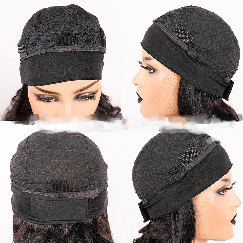 Women's New Ice Silk Hair With Head Cover Long Curly Wig