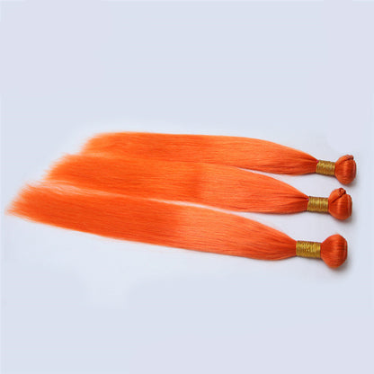 Color Human Hair Curtain Orange Hair Curtain- 100% human hair