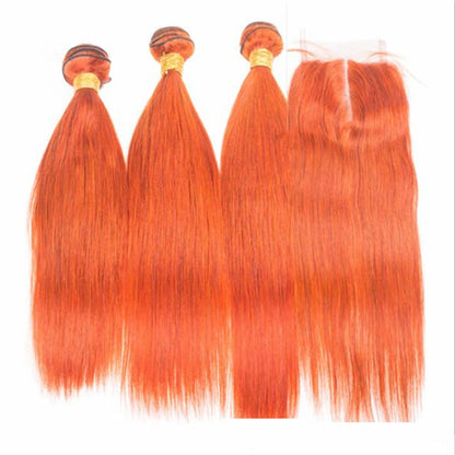 Color Human Hair Curtain Orange Hair Curtain- 100% human hair
