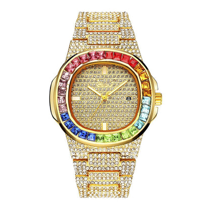 Multifunctional Rhinestone Men's Watch--Square Diamond Watch Trend Watch Men