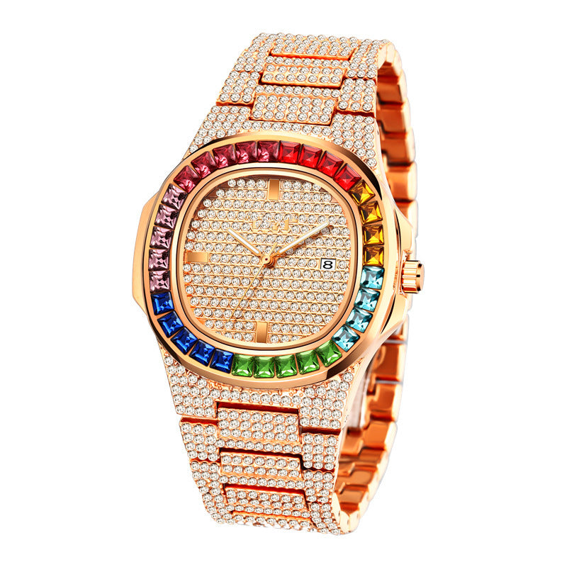 Multifunctional Rhinestone Men's Watch--Square Diamond Watch Trend Watch Men