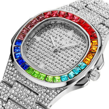 Multifunctional Rhinestone Men's Watch--Square Diamond Watch Trend Watch Men