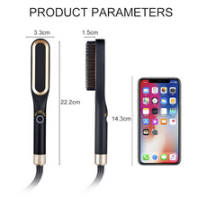 Mini Hair Straightener Brush Hot Comb Iron Ceramic