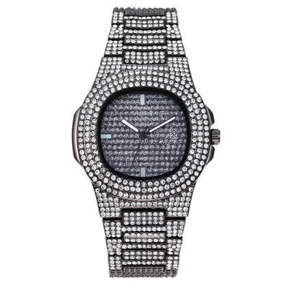 Men's Watches Luxury Brand Fashion Diamond Date Quartz Watch