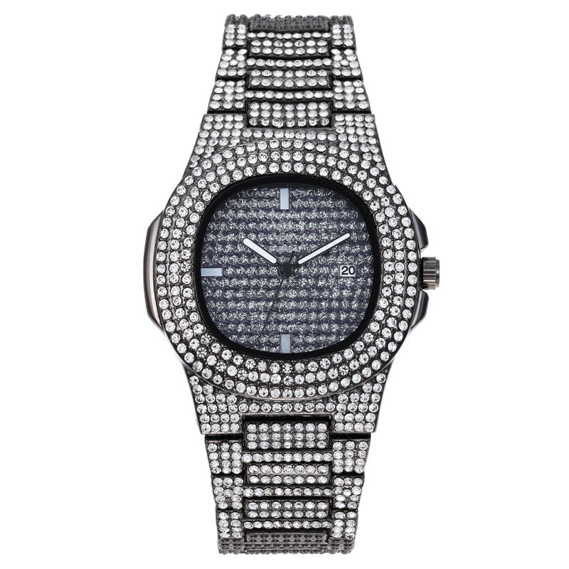 Men's Watches Luxury Brand Fashion Diamond Date Quartz Watch