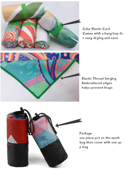 Quick-drying Double-sided Velvet Beach Towel Adult Bath Towel Portable Beach Travel Sports Swimming Non-stick Sand