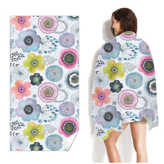 Quick-drying Double-sided Velvet Beach Towel Adult Bath Towel Portable Beach Travel Sports Swimming Non-stick Sand