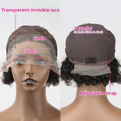 Daily Wear Black Wig Lace Hair Cover-Pixie Wig- Human hair