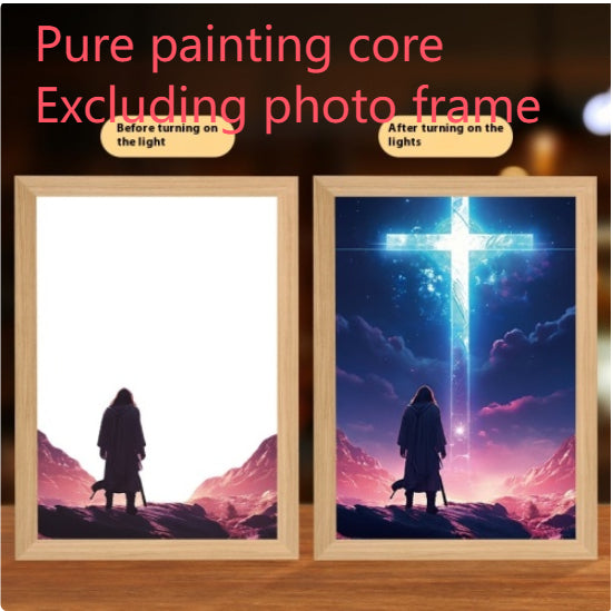 Jesus LED Light Painting Home Decoration Light Painting Photo Frame LED Night Light Room Decor Christmas Gifts Moon Lamp