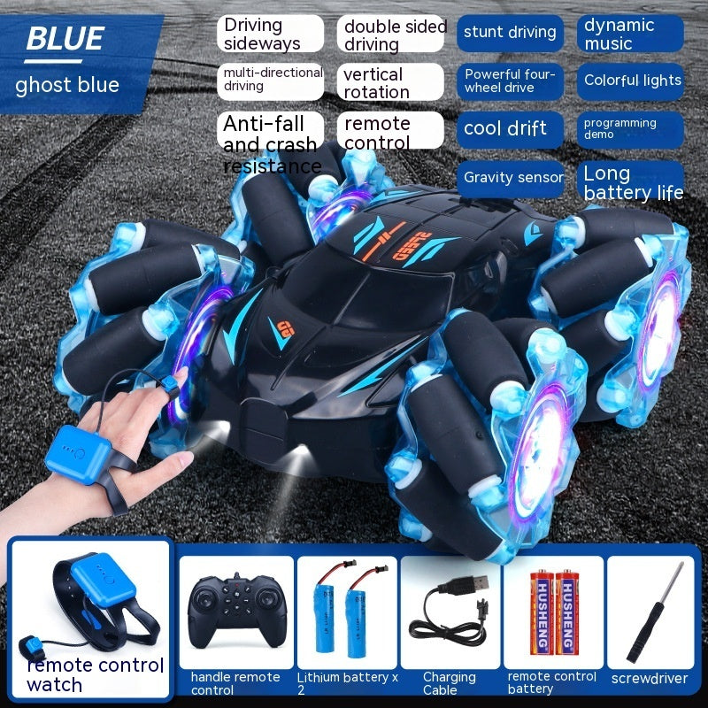 24G High-speed Wireless Remote Control Car Light Music Four-wheel Drive Double-sided Driving Flip Rotating Drift Car Stunt Car