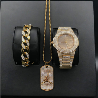 Men's Watches Luxury Brand Fashion Diamond Date Quartz Watch
