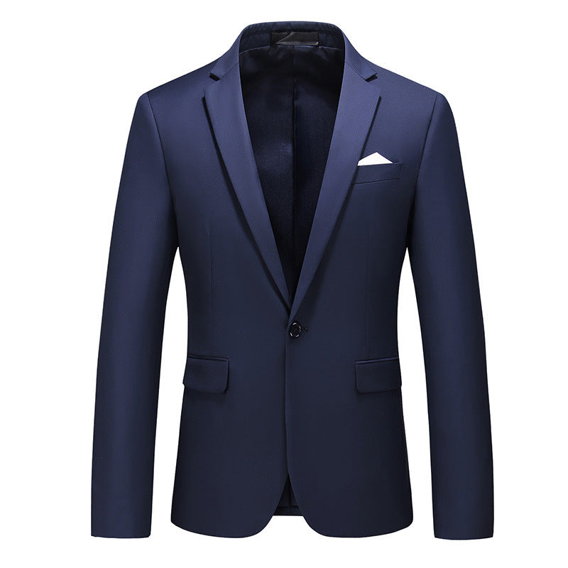 Navy Slim Fit Casual Business Jacket---Men's Korean-style Slim-fit Business Suit Jacket