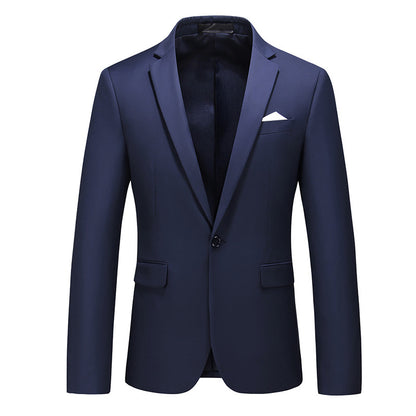 Navy Slim Fit Casual Business Jacket---Men's Korean-style Slim-fit Business Suit Jacket