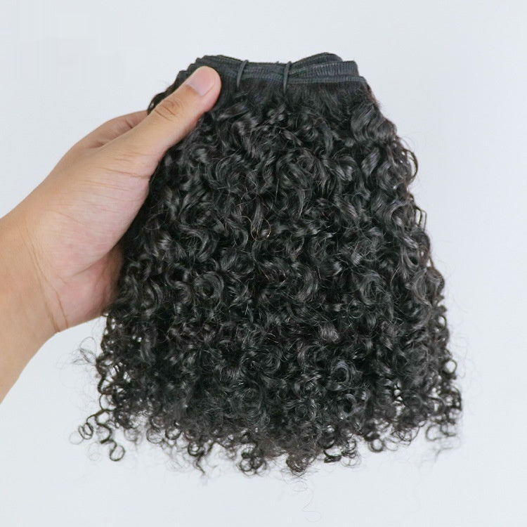 4mm Curly Human Hair Weft- 10-28 inches