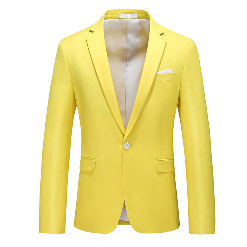 Navy Slim Fit Casual Business Jacket---Men's Korean-style Slim-fit Business Suit Jacket