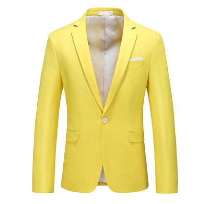 Navy Slim Fit Casual Business Jacket---Men's Korean-style Slim-fit Business Suit Jacket