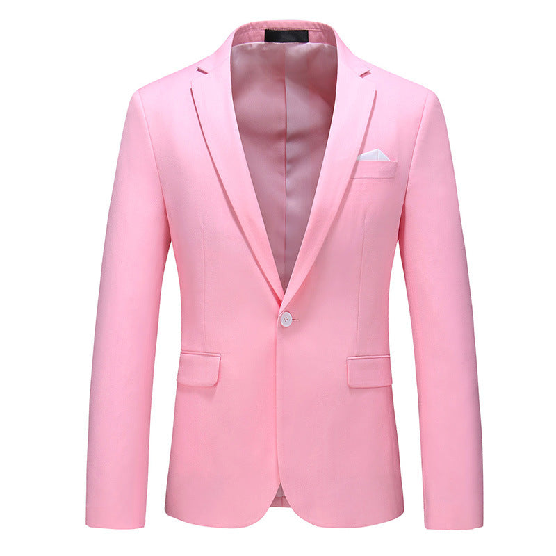 Navy Slim Fit Casual Business Jacket---Men's Korean-style Slim-fit Business Suit Jacket