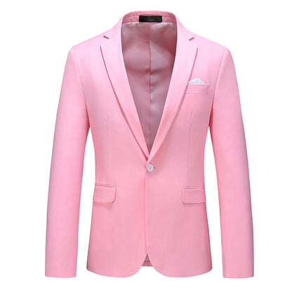 Navy Slim Fit Casual Business Jacket---Men's Korean-style Slim-fit Business Suit Jacket