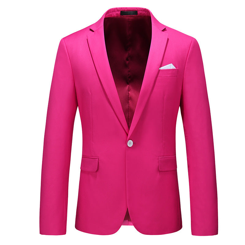 Navy Slim Fit Casual Business Jacket---Men's Korean-style Slim-fit Business Suit Jacket