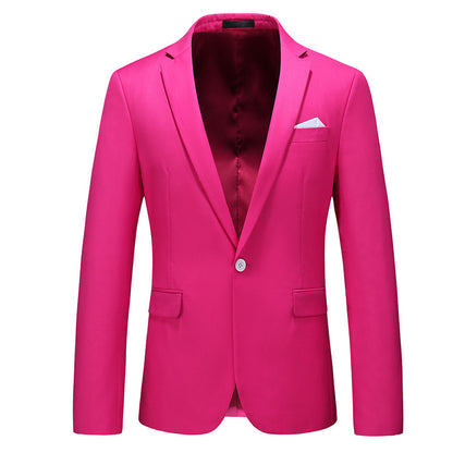 Navy Slim Fit Casual Business Jacket---Men's Korean-style Slim-fit Business Suit Jacket