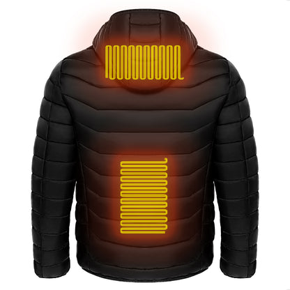 Men Heated Puffer Jacket Electric Heating Coat Insulated Hood Windbreaker Heat Zones