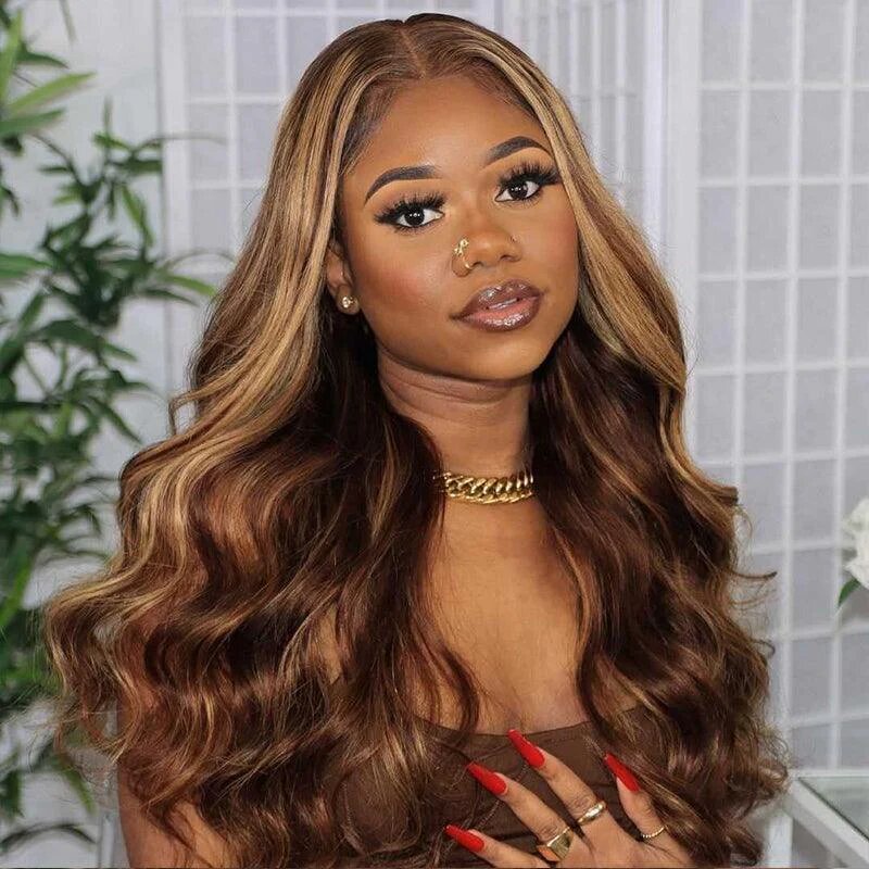 13x4 Lace Frontal Human Hair Wig P4 27 Body Wave Density- No Tangle, No Shedding, Cuticle Aligned