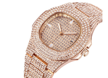Men's Watches Luxury Brand Fashion Diamond Date Quartz Watch