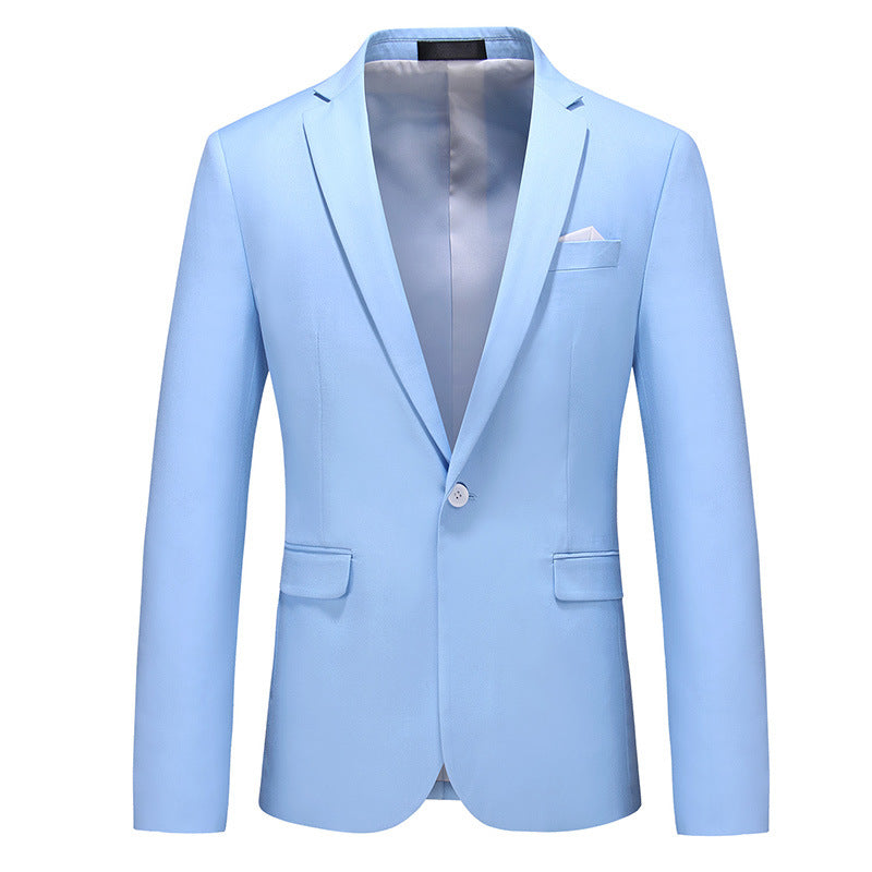 Navy Slim Fit Casual Business Jacket---Men's Korean-style Slim-fit Business Suit Jacket