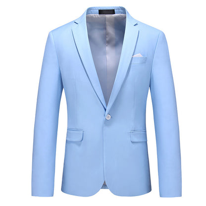 Navy Slim Fit Casual Business Jacket---Men's Korean-style Slim-fit Business Suit Jacket