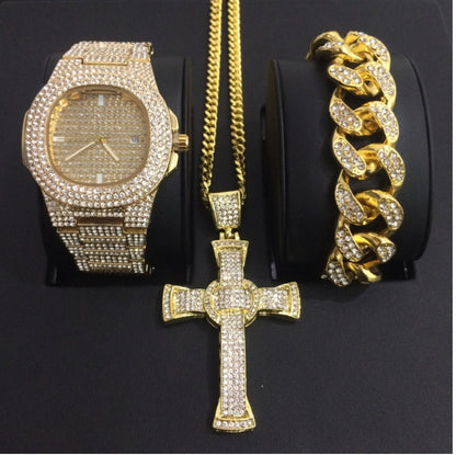 Men's Watches Luxury Brand Fashion Diamond Date Quartz Watch