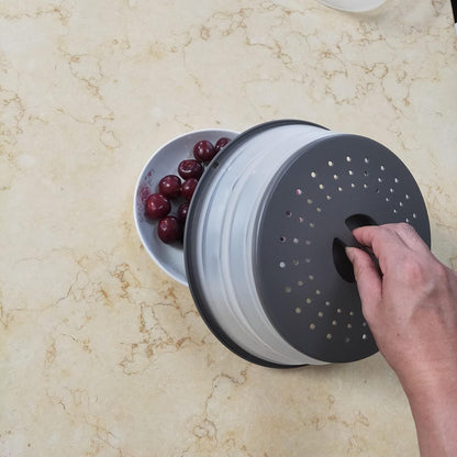 Microwave Splatter Cover Vented For Food With Hook Hole, Splatter Guard & Colander Kitchen Gadget For Food, Meal Prep