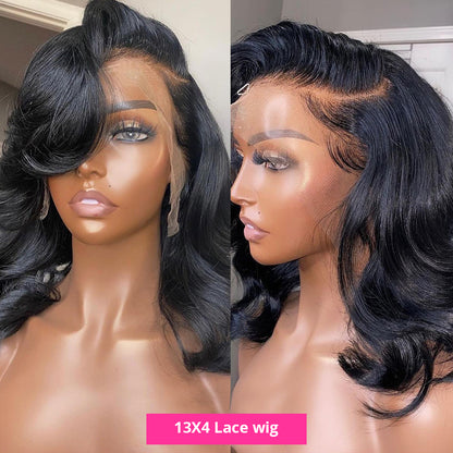 13X4 Lace Front Bob Wigs Brazilian-100% human hair-  Curlable, No shedding and No tangles