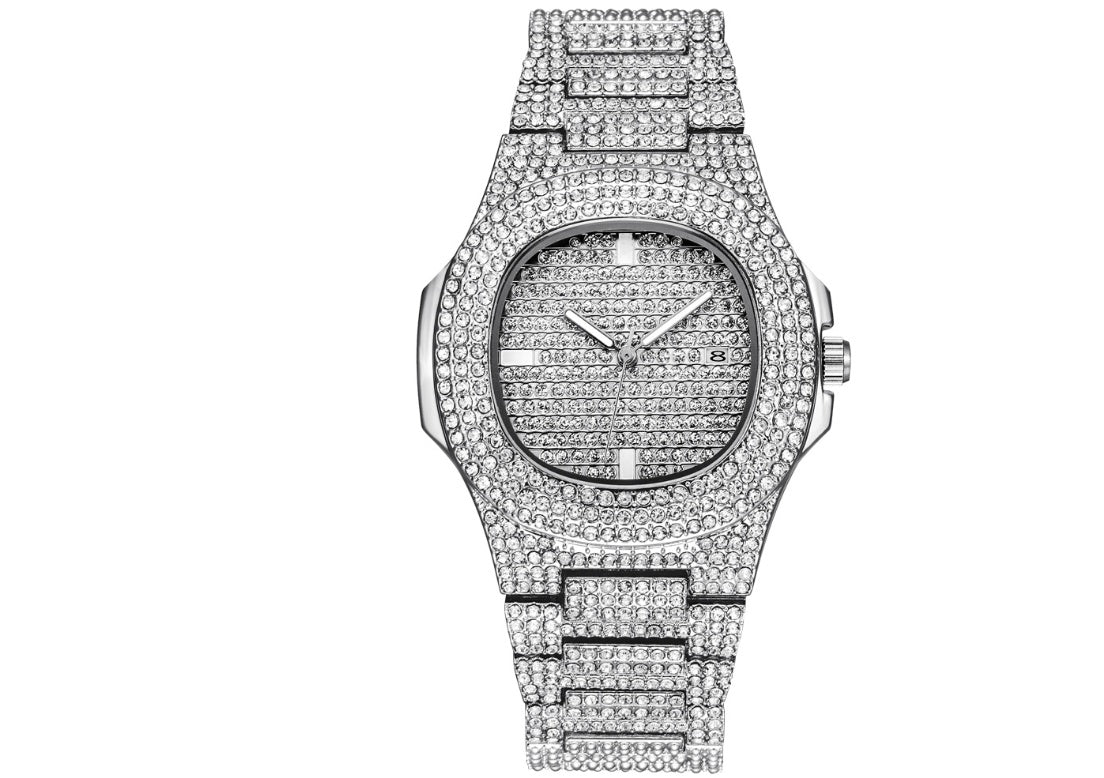 Men's Watches Luxury Brand Fashion Diamond Date Quartz Watch