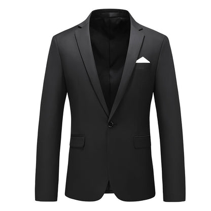 Navy Slim Fit Casual Business Jacket---Men's Korean-style Slim-fit Business Suit Jacket
