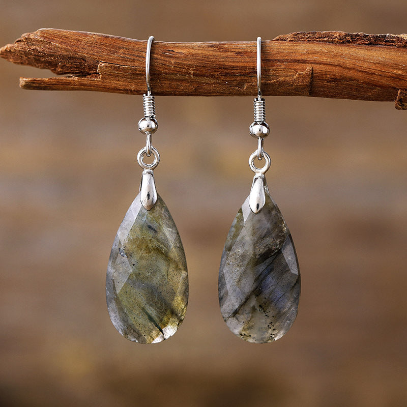Simple And Light Luxury Water Drop Natural Stone Designer Earrings